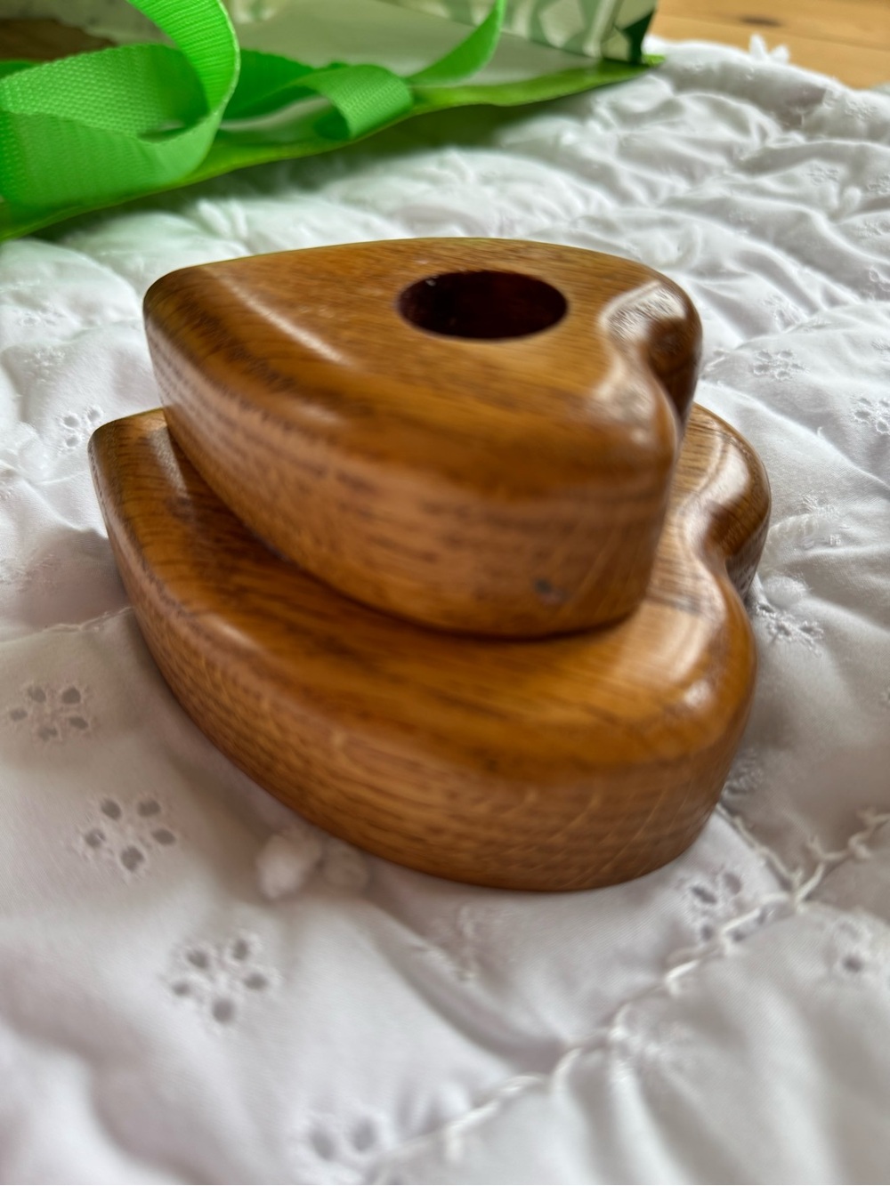 Vintage Wooden Heart taper Candle Holder